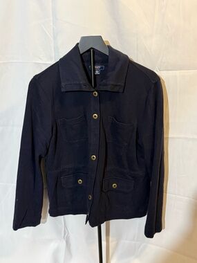 Chaps Dark Navy Utility Jacket with Button Front